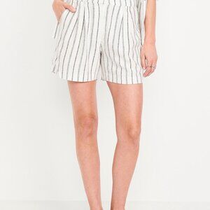 Old Navy Extra High-Waisted Linen-Blend Taylor Trouser Shorts M 5-inch inseam